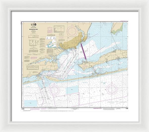 Nautical Chart-11383 Pensacola Bay - Framed Print