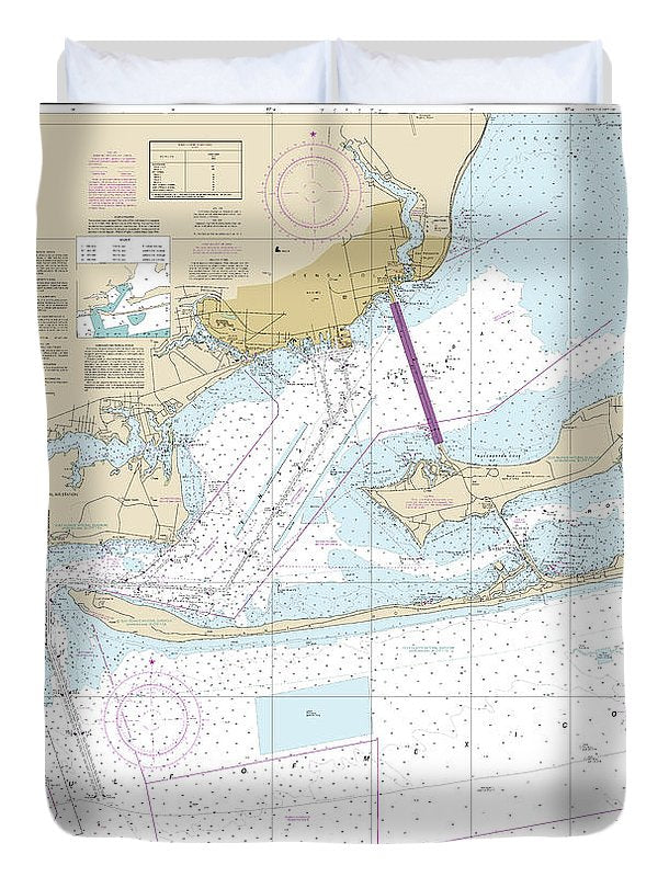 Nautical Chart-11383 Pensacola Bay - Duvet Cover