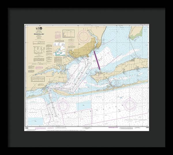 Nautical Chart-11383 Pensacola Bay - Framed Print