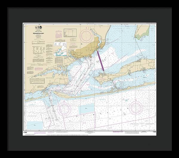 Nautical Chart-11383 Pensacola Bay - Framed Print