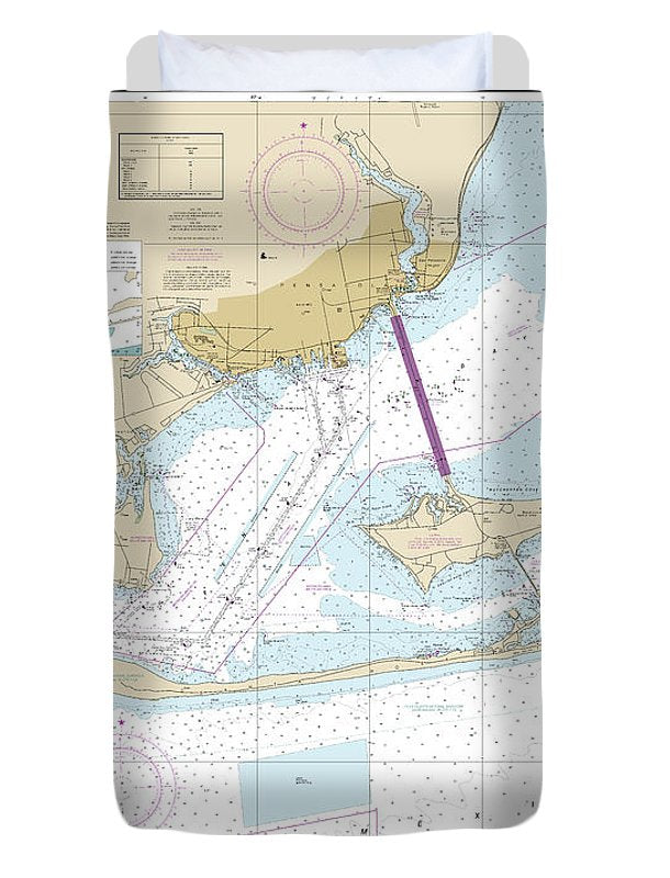 Nautical Chart-11383 Pensacola Bay - Duvet Cover