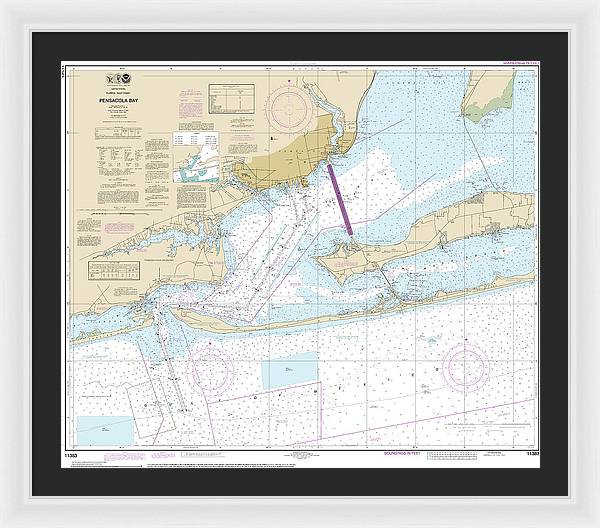 Nautical Chart-11383 Pensacola Bay - Framed Print