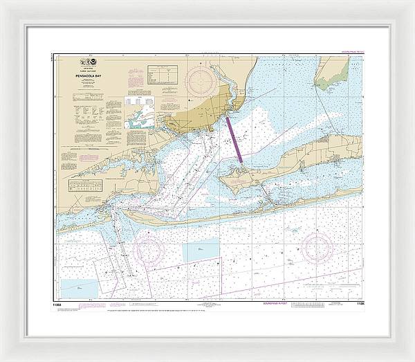 Nautical Chart-11383 Pensacola Bay - Framed Print