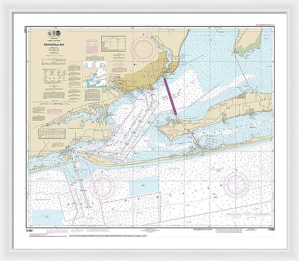 Nautical Chart-11383 Pensacola Bay - Framed Print