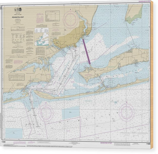 Nautical Chart-11383 Pensacola Bay Wood Print
