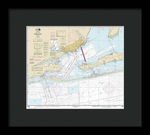 Nautical Chart-11383 Pensacola Bay - Framed Print