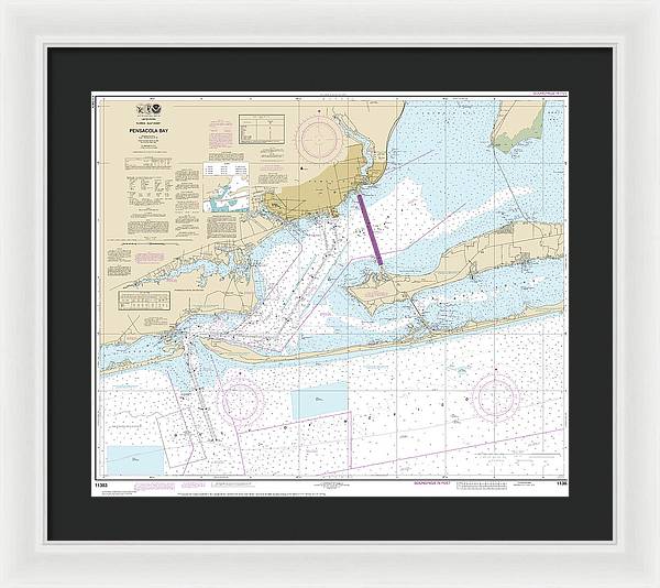 Nautical Chart-11383 Pensacola Bay - Framed Print