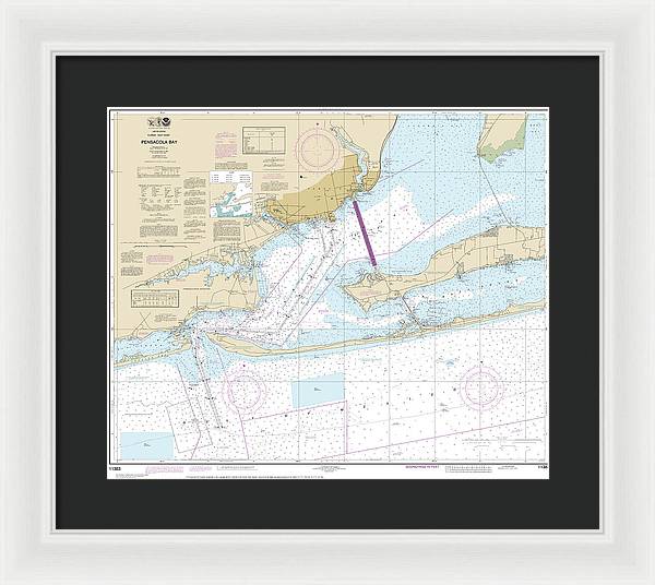 Nautical Chart-11383 Pensacola Bay - Framed Print