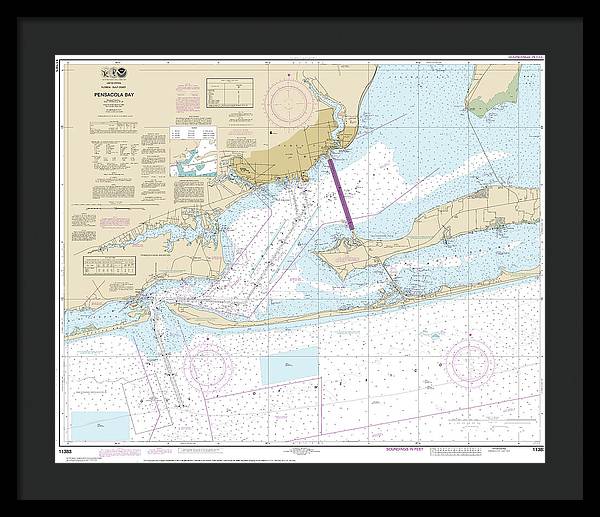 Nautical Chart-11383 Pensacola Bay - Framed Print