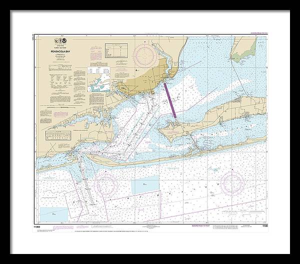 Nautical Chart-11383 Pensacola Bay - Framed Print