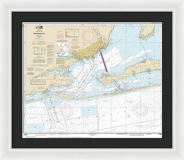 Nautical Chart-11383 Pensacola Bay - Framed Print