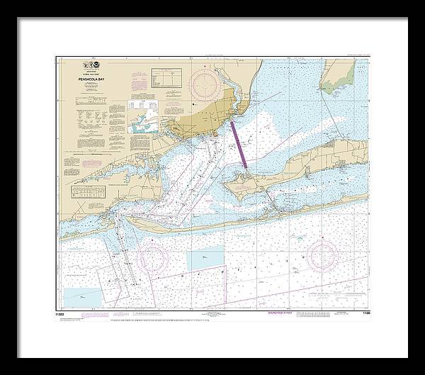 Nautical Chart-11383 Pensacola Bay - Framed Print