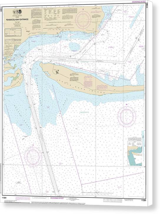 Nautical Chart-11384 Pensacola Bay Entrance - Canvas Print