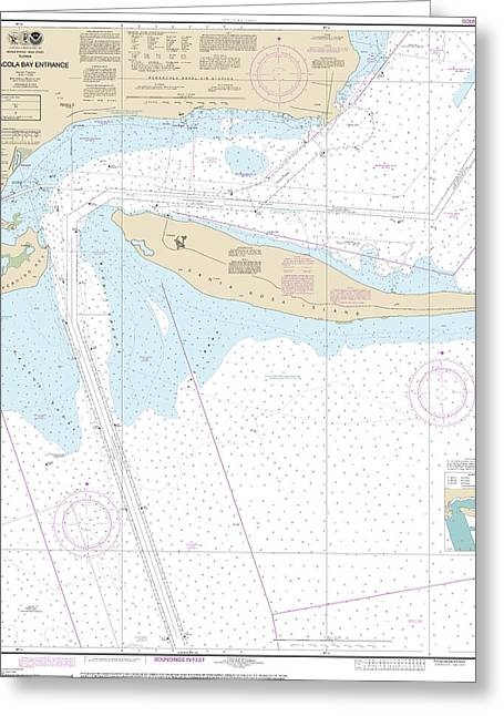 Nautical Chart-11384 Pensacola Bay Entrance - Greeting Card