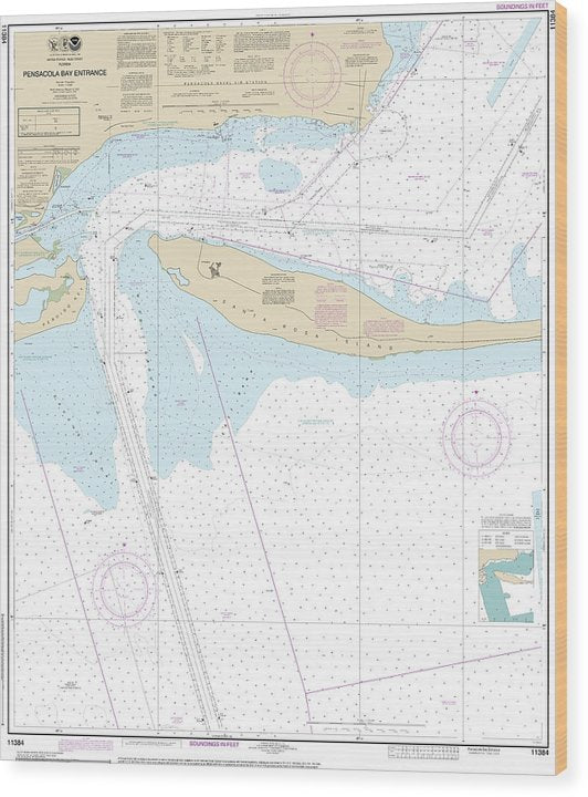 Nautical Chart-11384 Pensacola Bay Entrance Wood Print