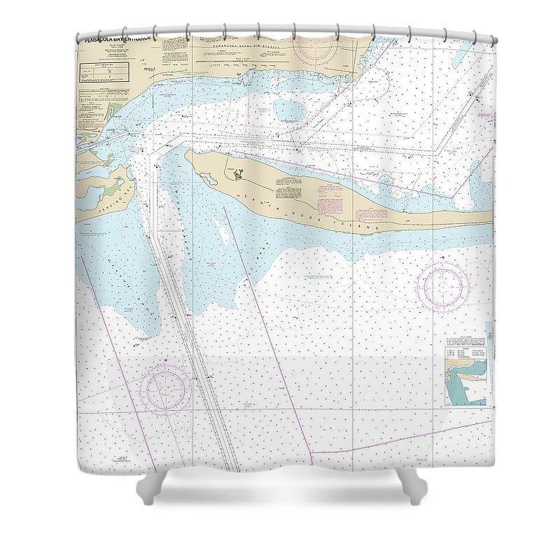 Nautical Chart 11384 Pensacola Bay Entrance Shower Curtain