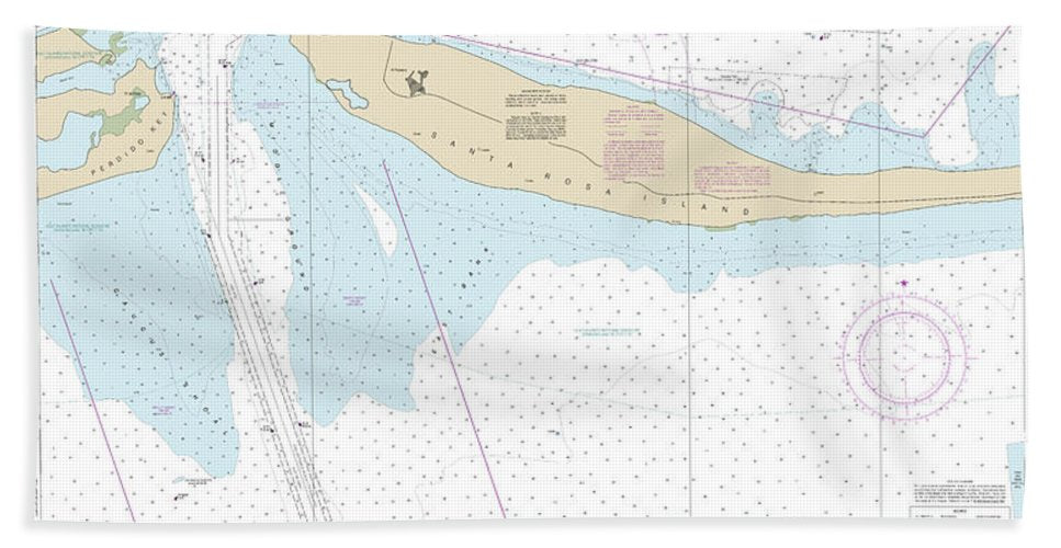 Nautical Chart-11384 Pensacola Bay Entrance - Bath Towel