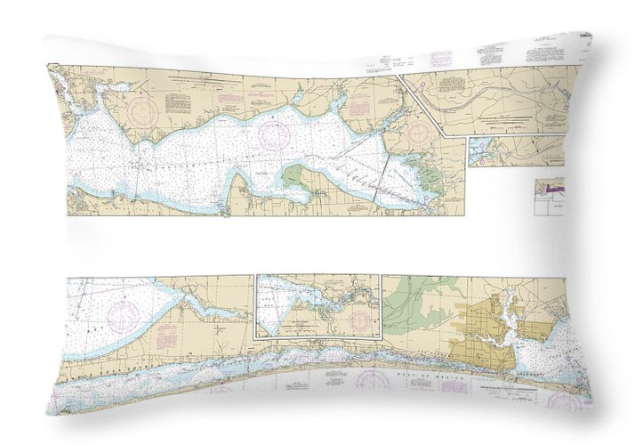 Nautical Chart-11385 Intracoastal Waterway West Bay-santa Rosa Sound - Throw Pillow