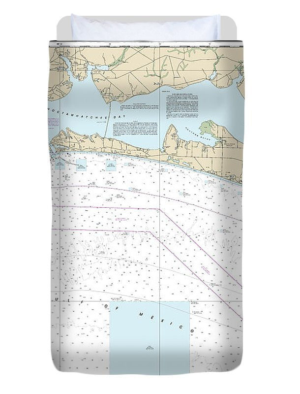 Nautical Chart-11388 Choctawhatchee Bay - Duvet Cover