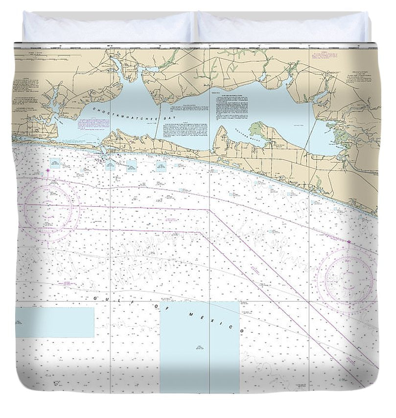 Nautical Chart 11388 Choctawhatchee Bay Duvet Cover