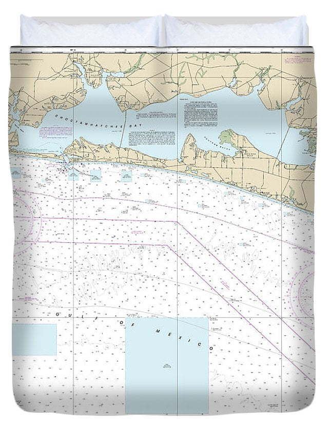 Nautical Chart-11388 Choctawhatchee Bay - Duvet Cover