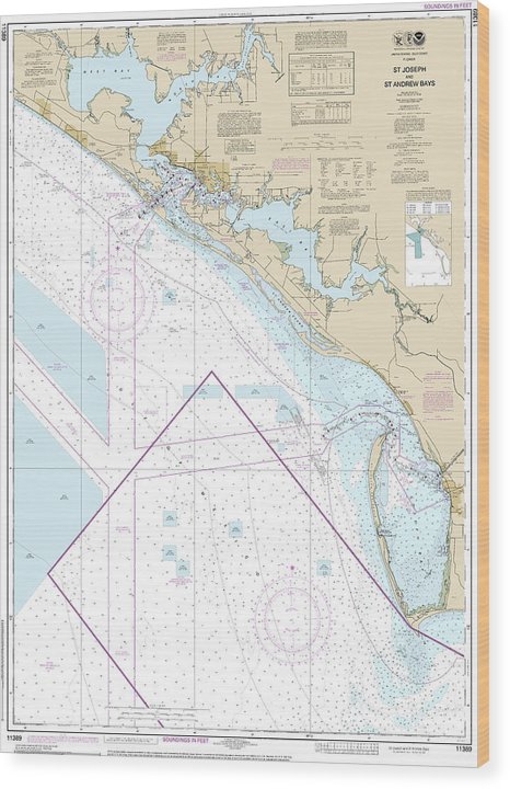 Nautical Chart-11389 St Joseph-St Andrew Bays Wood Print