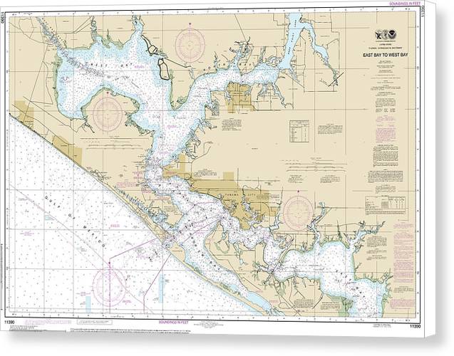 Nautical Chart-11390 Intracoastal Waterway East Bay-west Bay - Canvas Print