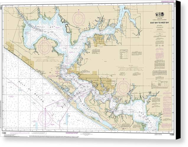 Nautical Chart-11390 Intracoastal Waterway East Bay-west Bay - Canvas Print