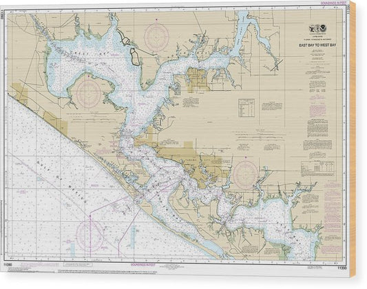 Nautical Chart-11390 Intracoastal Waterway East Bay-West Bay Wood Print