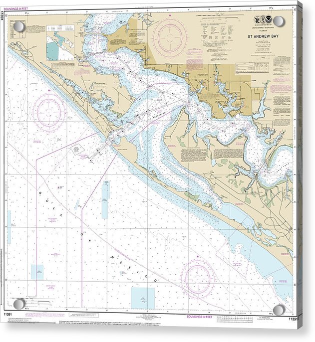 Nautical Chart-11391 St Andrew Bay - Acrylic Print