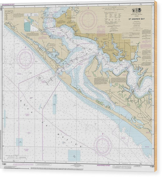 Nautical Chart-11391 St Andrew Bay Wood Print