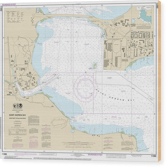 Nautical Chart-11392 St Andrew Bay Bear Point-Sulpher Point Wood Print