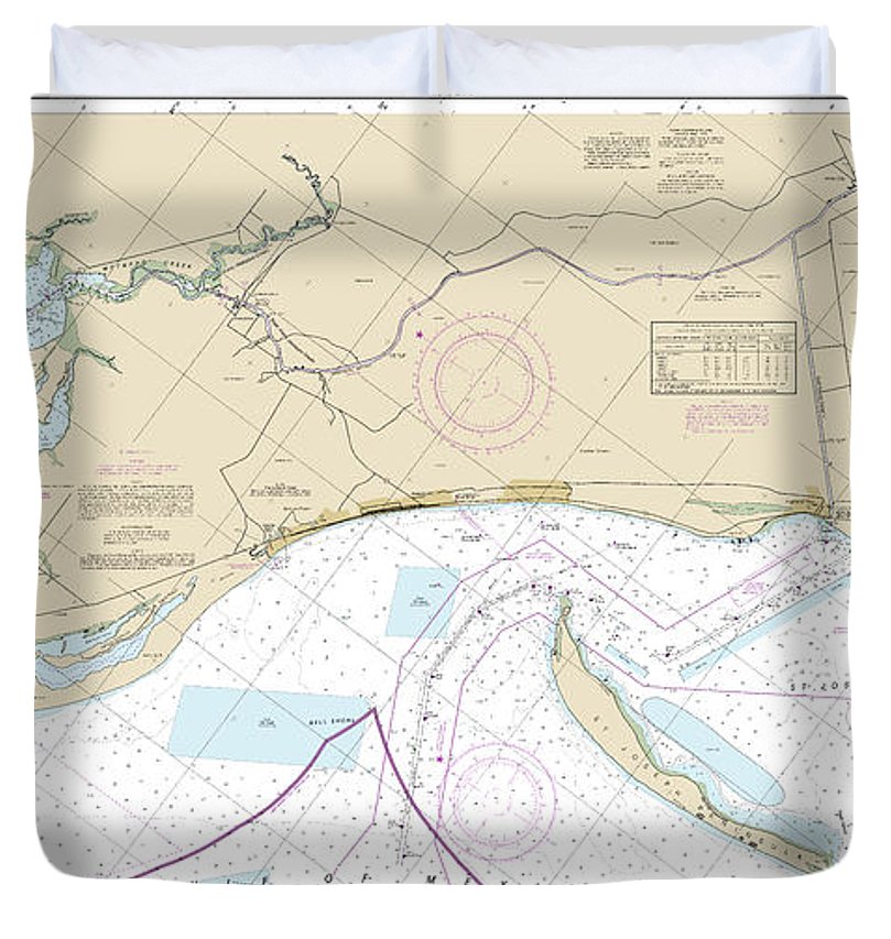 Nautical Chart 11393 Intracoastal Waterway Lake Wimico East Bay Duvet Cover