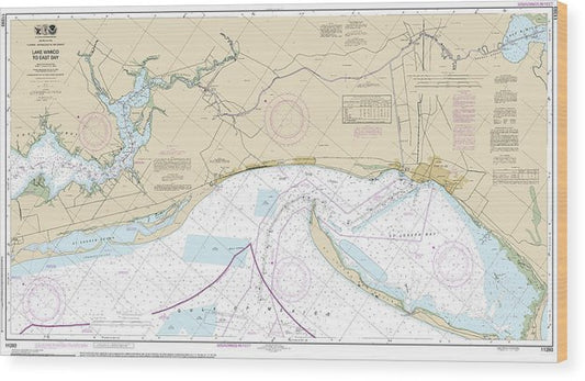 Nautical Chart-11393 Intracoastal Waterway Lake Wimico-East Bay Wood Print