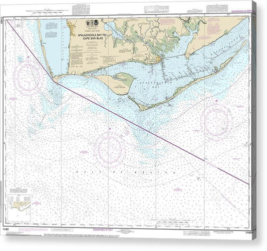 Nautical Chart-11401 Apalachicola Bay-Cape San Blas  Acrylic Print