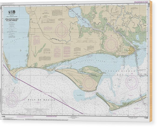 Nautical Chart-11402 Intracoastal Waterway Apalachicola Bay-Lake Wimico Wood Print