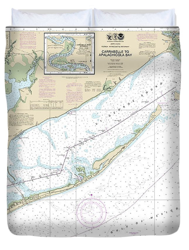 Nautical Chart-11404 Intracoastal Waterway Carrabelle-apalachicola Bay, Carrabelle River - Duvet Cover