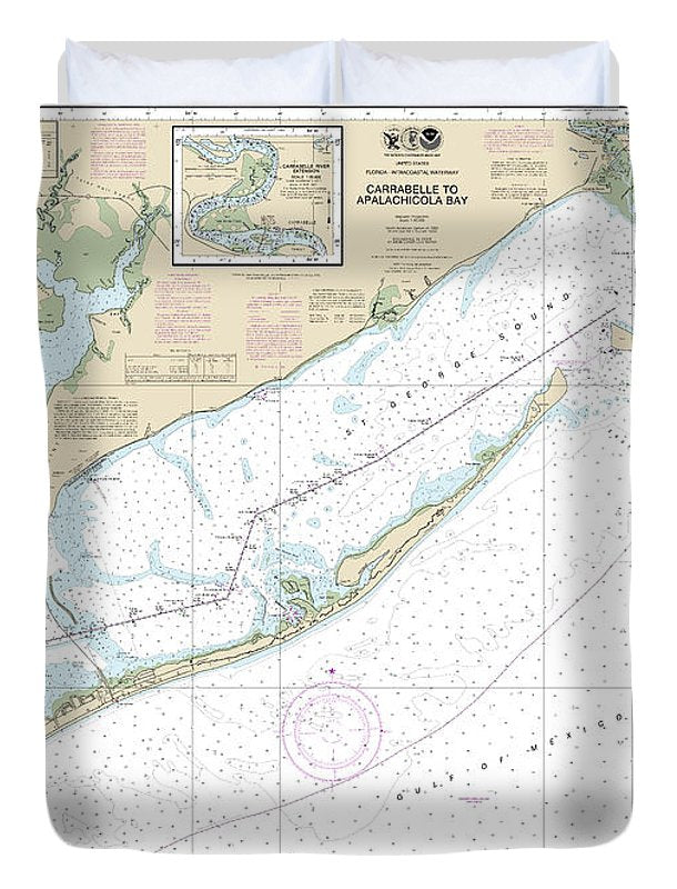 Nautical Chart-11404 Intracoastal Waterway Carrabelle-apalachicola Bay, Carrabelle River - Duvet Cover