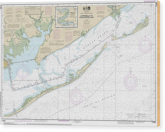 Nautical Chart-11404 Intracoastal Waterway Carrabelle-Apalachicola Bay, Carrabelle River Wood Print