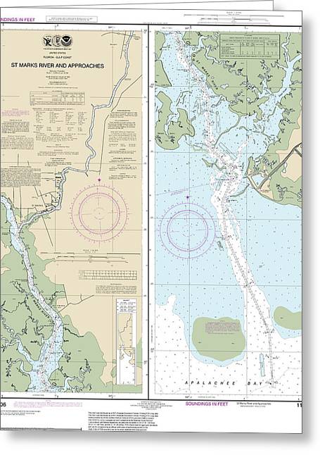 Nautical Chart-11406 Stmarks River-approaches - Greeting Card