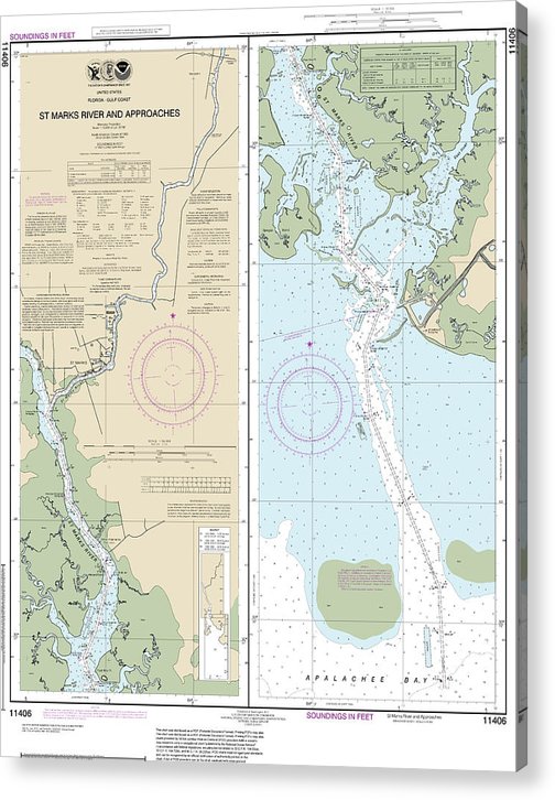 Nautical Chart-11406 Stmarks River-Approaches  Acrylic Print
