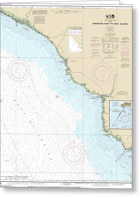 Nautical Chart-11407 Horseshoe Point-rock Islands, Horseshoe Beach - Greeting Card