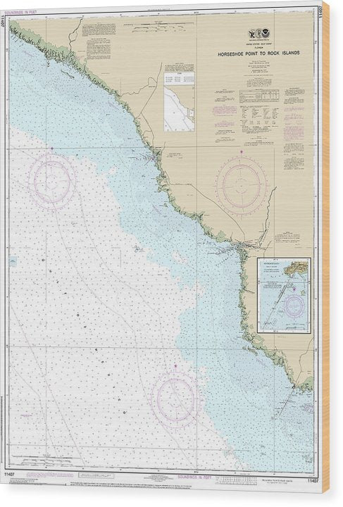 Nautical Chart-11407 Horseshoe Point-Rock Islands, Horseshoe Beach Wood Print