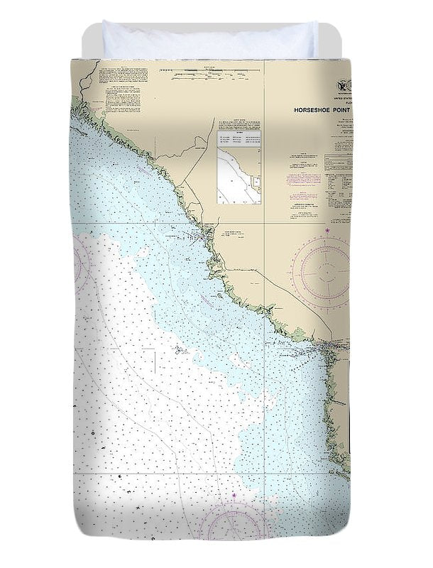 Nautical Chart-11407 Horseshoe Point-rock Islands, Horseshoe Beach - Duvet Cover