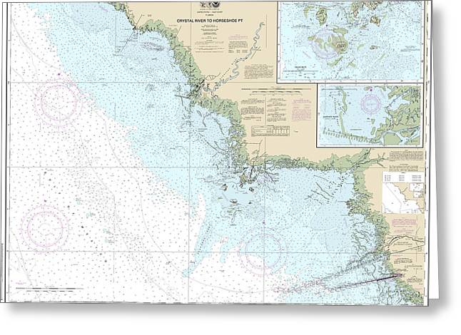 Nautical Chart-11408 Crystal River-horseshoe Point, Suwannee River, Cedar Keys - Greeting Card