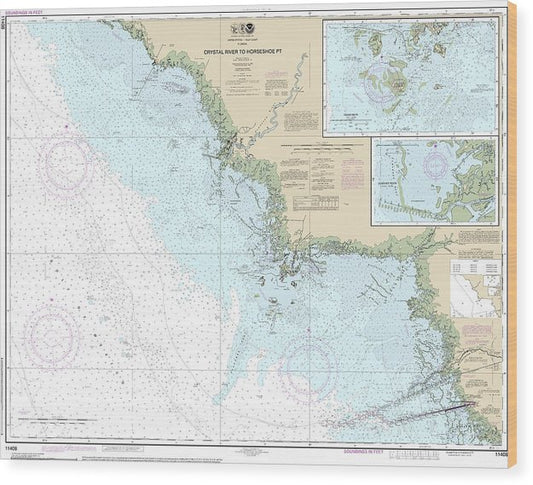 Nautical Chart-11408 Crystal River-Horseshoe Point, Suwannee River, Cedar Keys Wood Print