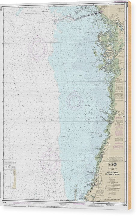 Nautical Chart-11409 Anclote Keys-Crystal River Wood Print