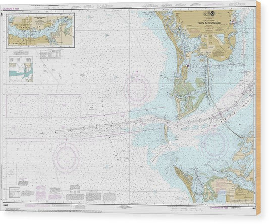 Nautical Chart-11415 Tampa Bay Entrance, Manatee River Extension Wood Print