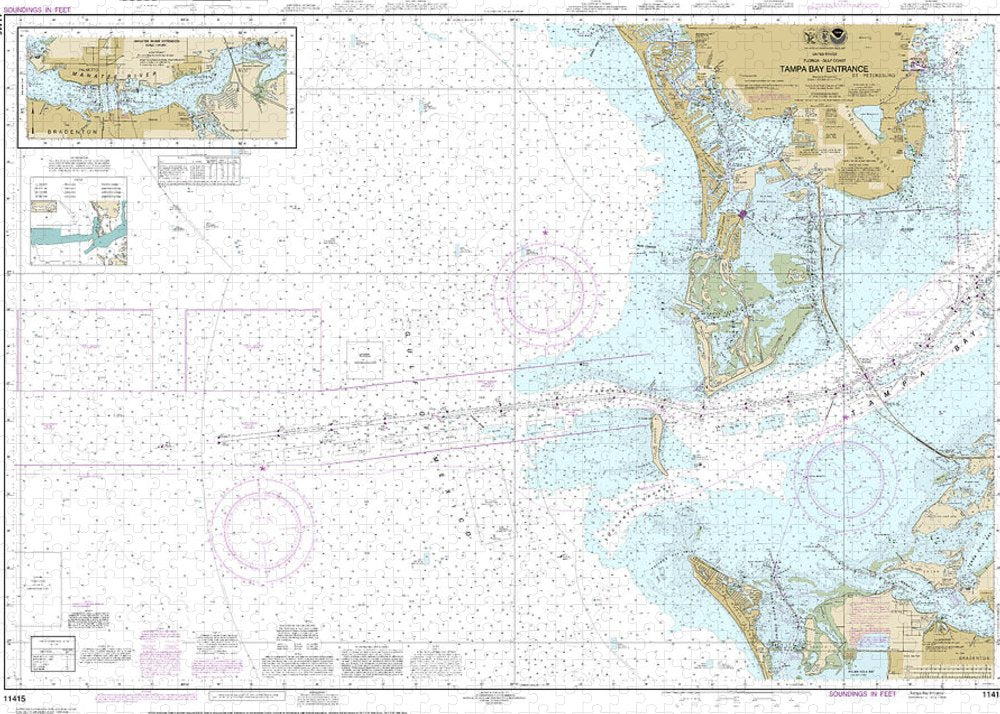Nautical Chart-11415 Tampa Bay Entrance, Manatee River Extension - Puzzle