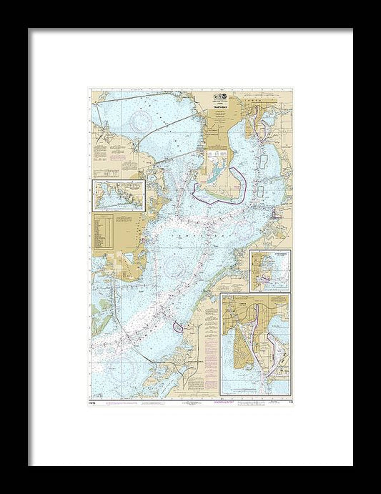 Nautical Chart-11416 Tampa Bay, Safety Harbor, St Petersburg, Tampa - Framed Print